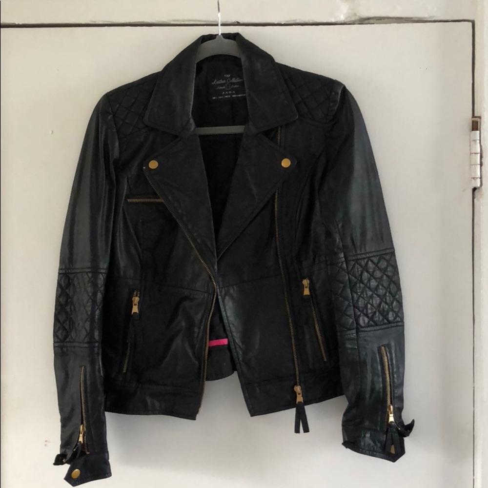 Zara genuine leather jacket